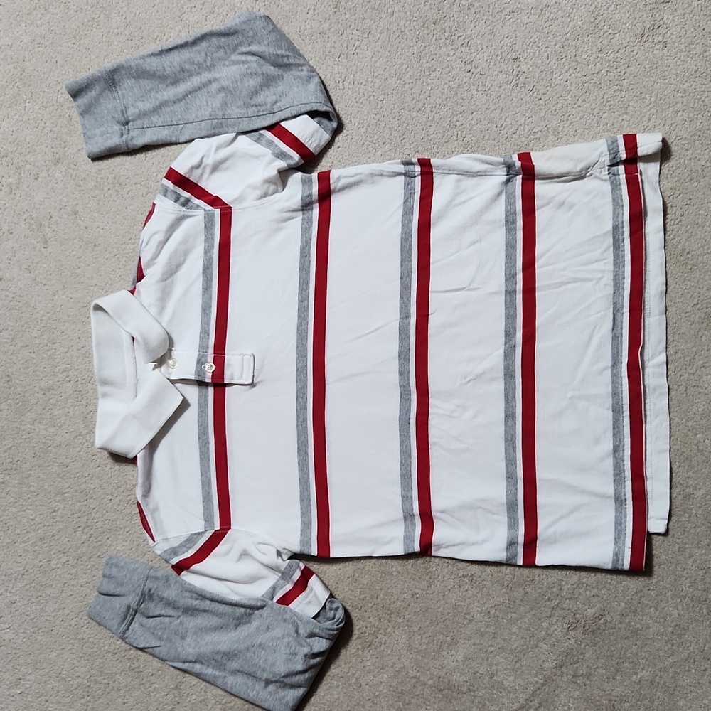Urban Pipeline Boys long sleeve white red gray striped shirt - medium